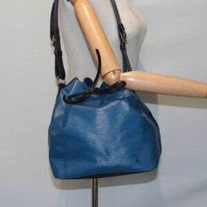 LOUIS VUITTON Epi Petit Noe Shoulder Bag Bicolor Black Blue